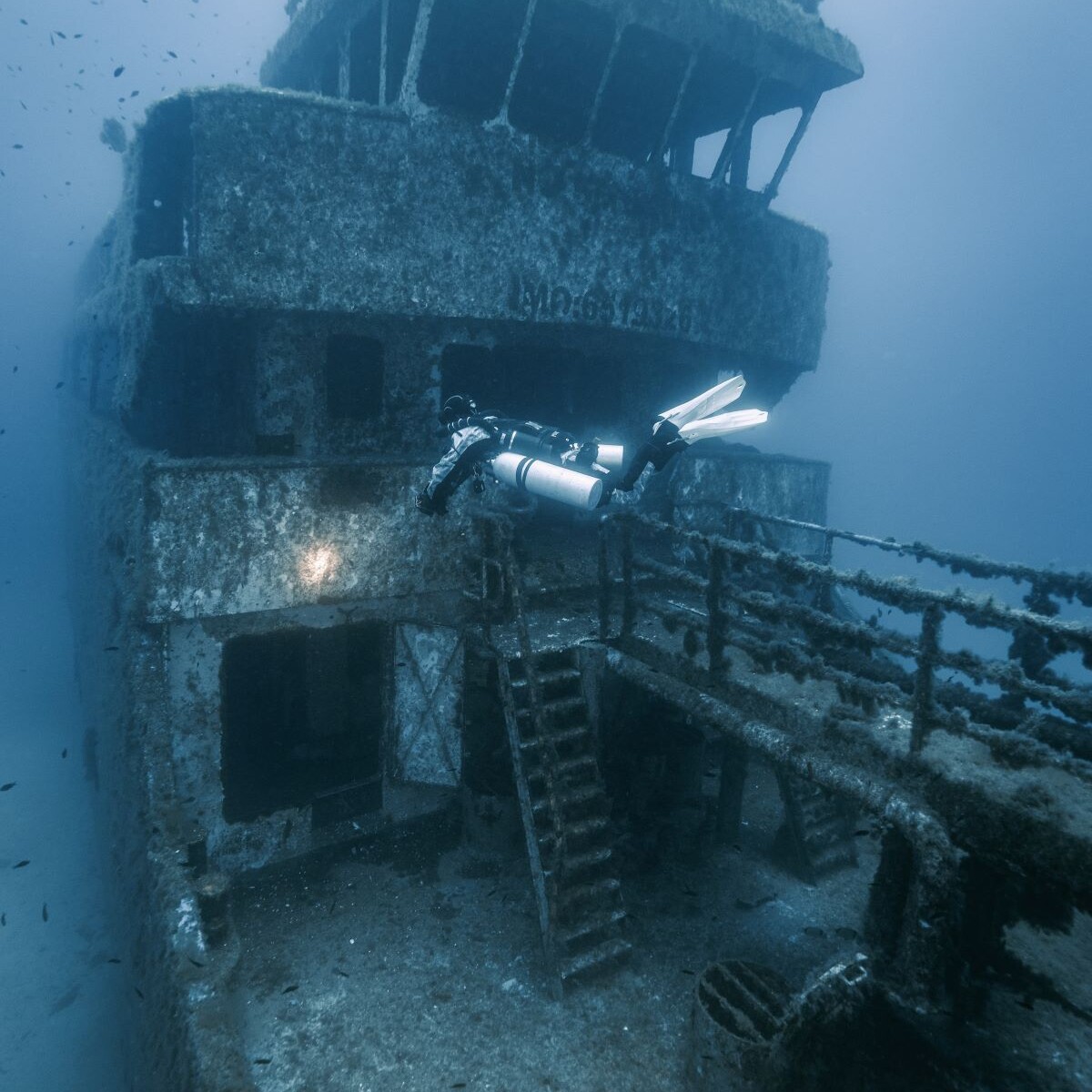 Tech boat diving: Hephaestus wreck